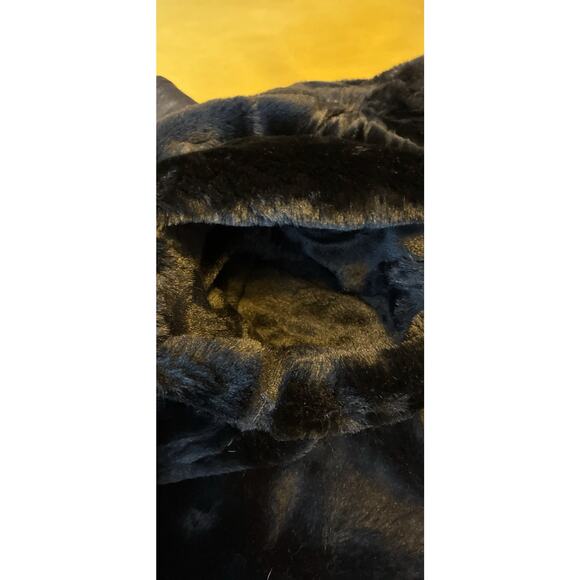 Wilsons Blk Leather Sz XL Longer Faux Fur Lined Reversible Pockets Tie Full Zip - Picture 12 of 13